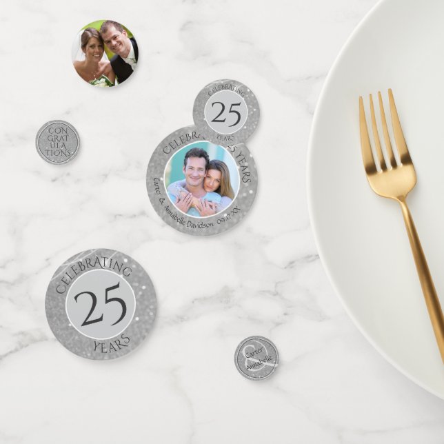 25th Wedding Anniversary Photo Table Confetti (Group)