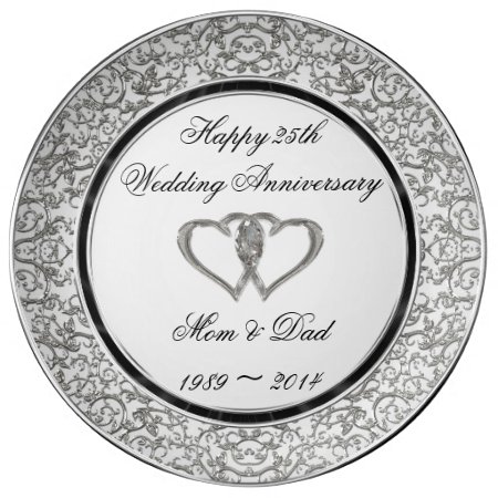 25th Wedding Anniversary Porcelain Plate
