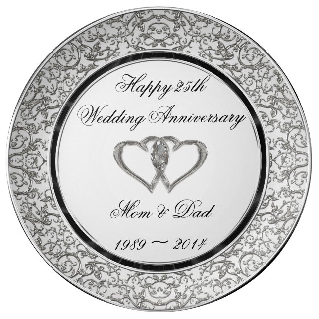 25th Wedding Anniversary Porcelain Plate (Front)