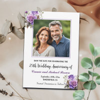 25th Wedding Anniversary Purple Roses Photo