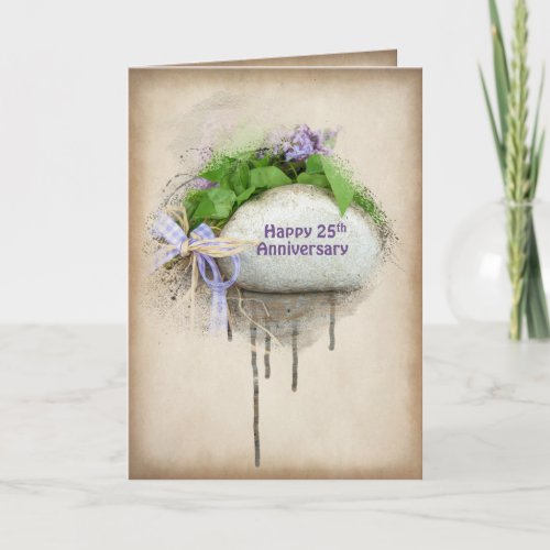 25th wedding anniversary rock and lilacs card