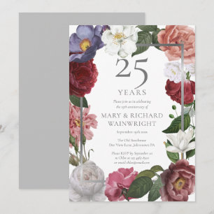 25th Wedding Anniversary Rose Floral Garden Invitation