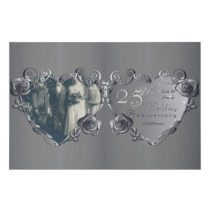 25th Wedding Anniversary Rose Frame Photo Faux Canvas Print