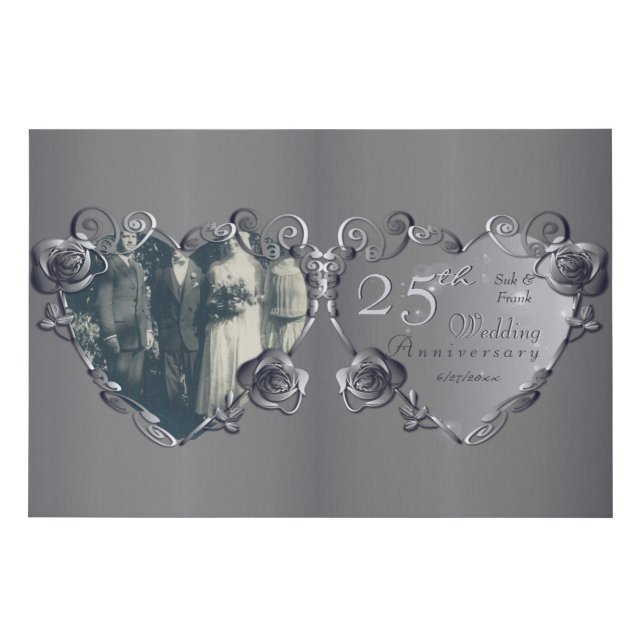 25th Wedding Anniversary Rose Frame Photo Faux Canvas Print (Front)