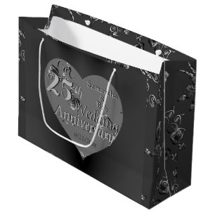 25th Wedding Anniversary Rose Heart Gift Bag