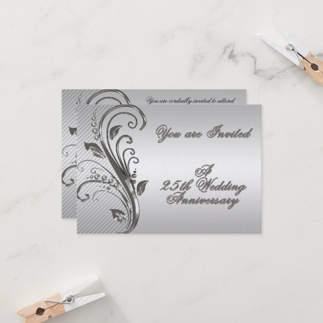 25th Wedding Anniversary RSVP Invitation Card (Front/Back In Situ)