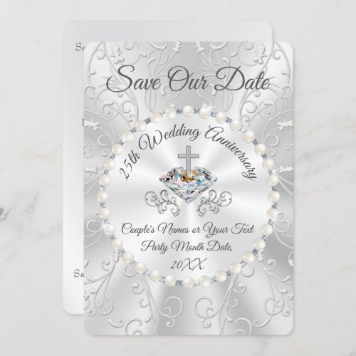 25th Wedding Anniversary SAVE the DATE Cards
