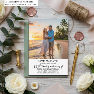 25th Wedding Anniversary Save the Date Photo Note Card