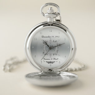 25th Wedding Anniversary Silver 25 Years Together Pocket Watch