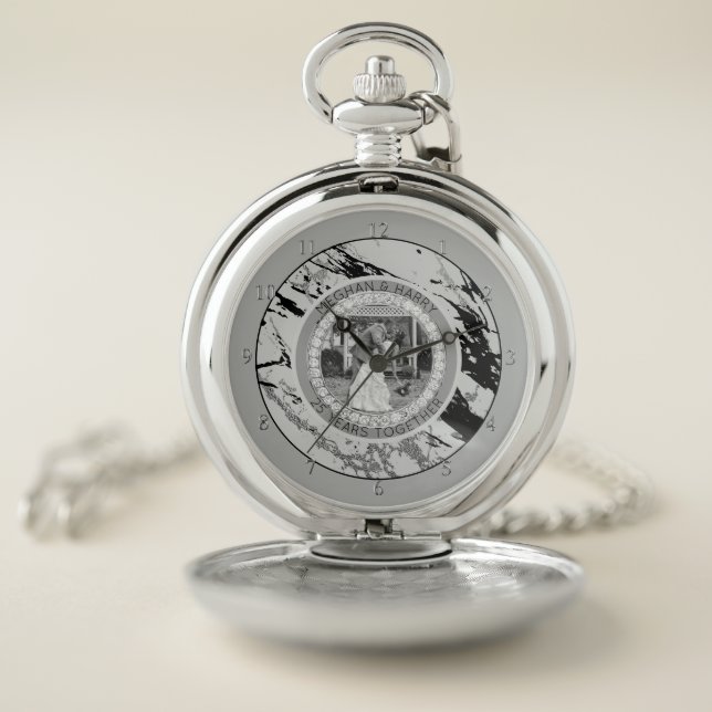 25th Wedding Anniversary Silver 25 Years Together Pocket Watch (Inside)