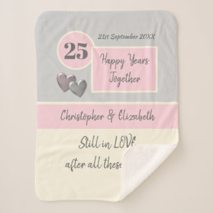 25th Wedding Anniversary silver and pink Sherpa Blanket