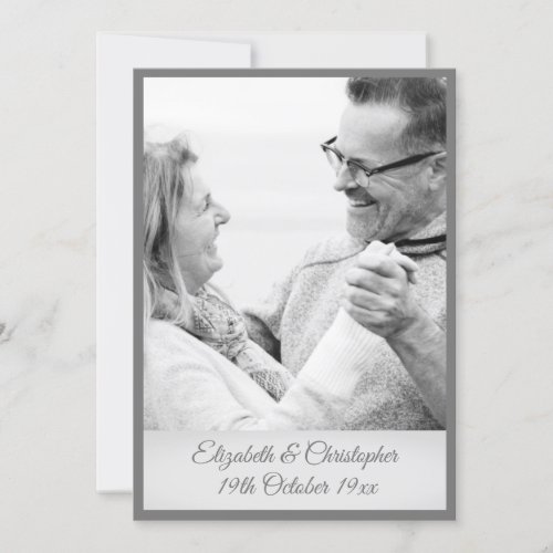 25th Wedding Anniversary Silver Black White Photo Invitation