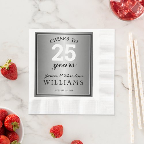 25th Wedding Anniversary Silver Cheers 25 Years  Napkins