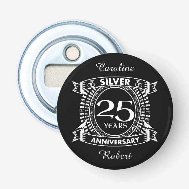 25th wedding anniversary silver crest bottle opener (Front)