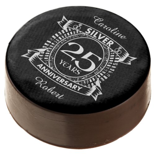 25th wedding anniversary silver crest chocolate covered oreo