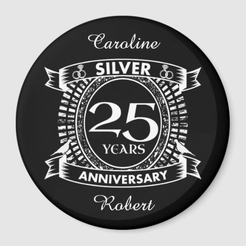 25th wedding anniversary silver crest magnet