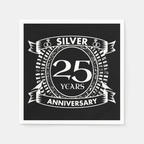 25th wedding anniversary silver crest napkins