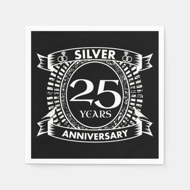 25th wedding anniversary silver crest napkins (Front)