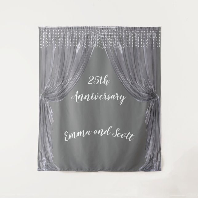 25th Wedding Anniversary Silver Curtain Tapestry (Front)