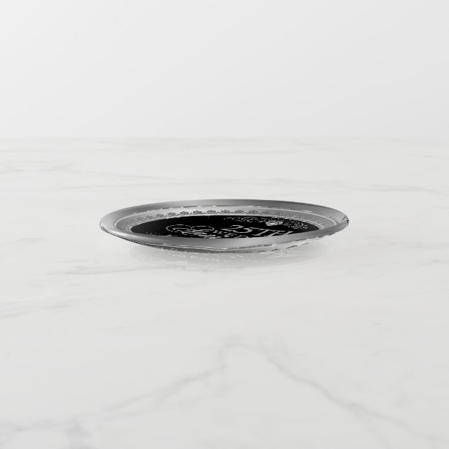 25th Wedding Anniversary & Silver Design Trinket Tray (Angled)