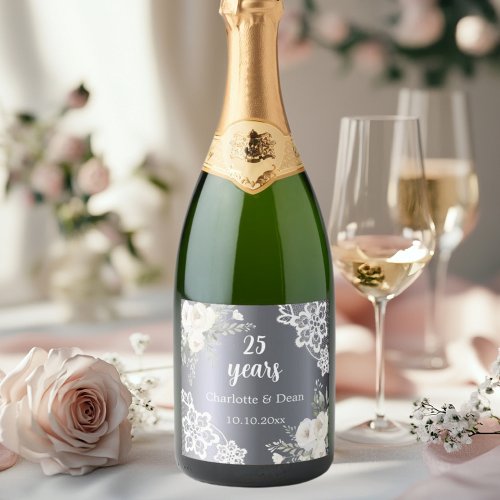 25th wedding anniversary silver florals