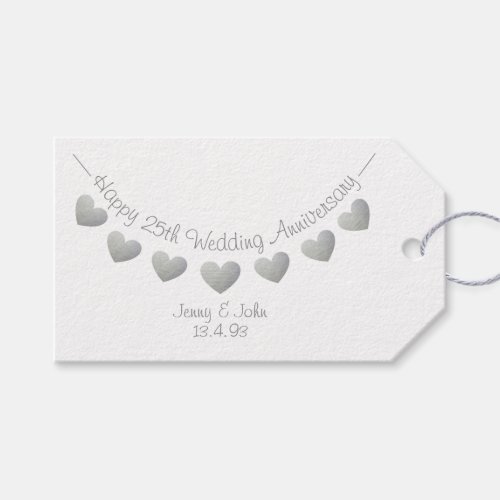 25th Wedding Anniversary silver gift tag