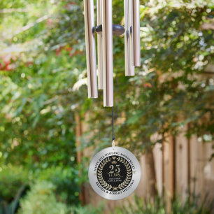 25th wedding anniversary silver glitter and gold wind chime
