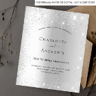 25th wedding anniversary silver glitter invitation