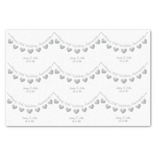 25th Wedding Anniversary Silver heart paper