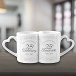 25th Wedding Anniversary Silver Hearts Confetti Coffee Mug Set<br><div class="desc">Personalize with the names and wedding year of the happy couple. A fun,  unique and customizable gift to celebrate anyone's silver wedding anniversary. Designed by Thisisnotme©</div>