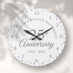 25th Wedding Anniversary Silver Hearts Confetti Large Clock<br><div class="desc">Designed to coordinate with our 25th Anniversary Silver Hearts collection. Featuring delicate silver hearts. Personalise with your special twenty-five years silver anniversary information in chic silver lettering. Designed by Thisisnotme©</div>
