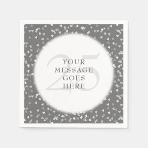 25th Wedding Anniversary Silver Hearts Confetti Napkins