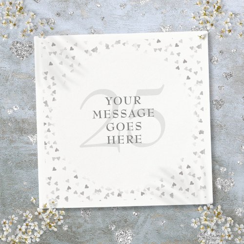 25th Wedding Anniversary Silver Hearts Confetti Napkins