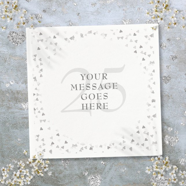25th Wedding Anniversary Silver Hearts Confetti Napkins (25th Wedding Anniversary Silver Hearts Confetti Napkins)