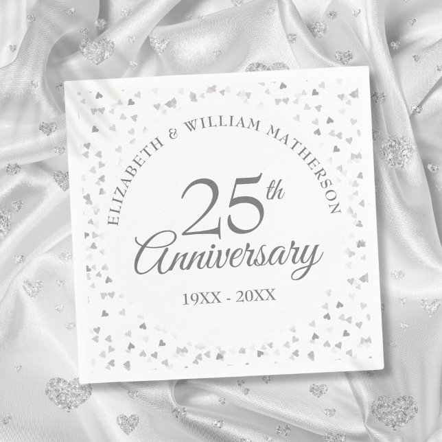 25th Wedding Anniversary Silver Hearts Napkins (25th Wedding Anniversary Silver Hearts Napkins)
