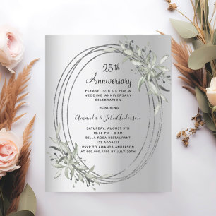 25th wedding anniversary silver invitation
