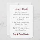 25th Wedding Anniversary Silver Muted Leaves B09A Invitation (Back)