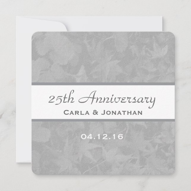 25th Wedding Anniversary Silver Muted Leaves B09B Invitation (Front)
