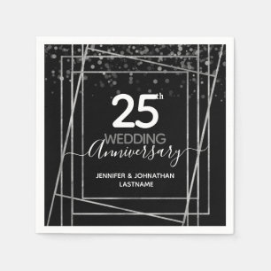25th Wedding Anniversary Silver Napkins