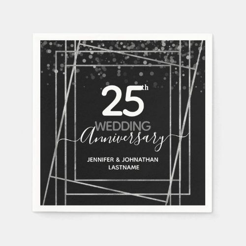 25th Wedding Anniversary Silver Napkins