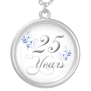 25th Wedding Anniversary Silver Plated Necklace