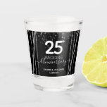 25th Wedding Anniversary Silver Shot Glass<br><div class="desc">Elegant Faux silver foil border with shimmering confetti highlights on the top border. All text is adjustable and easy to change for your own party needs. Great elegant 25th anniversary template design.</div>