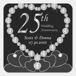 25th Wedding Anniversary - Silver Square Sticker