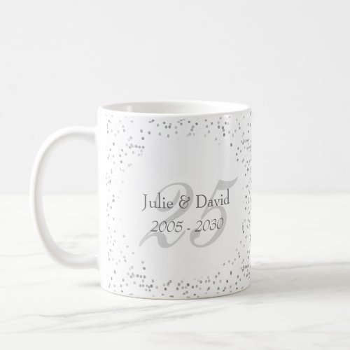 25th Wedding Anniversary Silver Stardust Confetti Coffee Mug