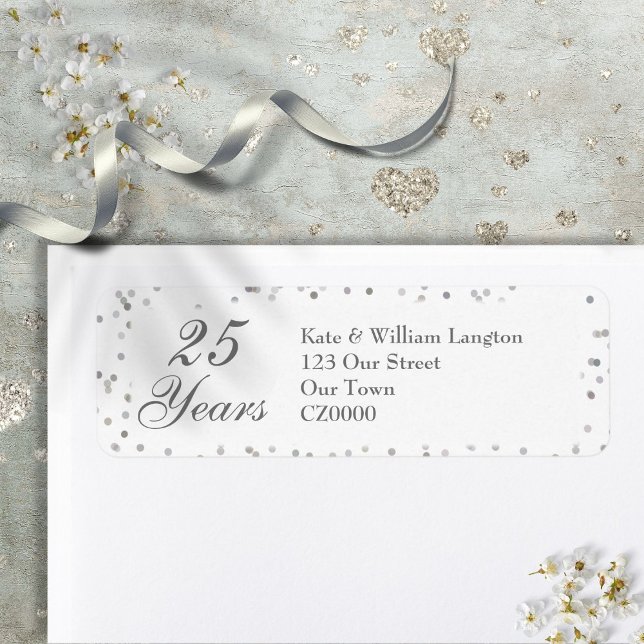 25th Wedding Anniversary Silver Stardust Confetti Label (25th Wedding Anniversary Silver Stardust Confetti Label)