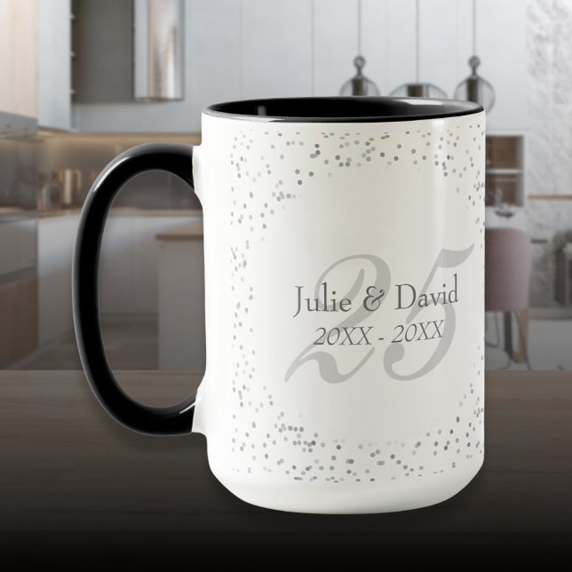 25th Wedding Anniversary Silver Stardust Confetti Mug (25th Wedding Anniversary Silver Stardust Confetti Mug)
