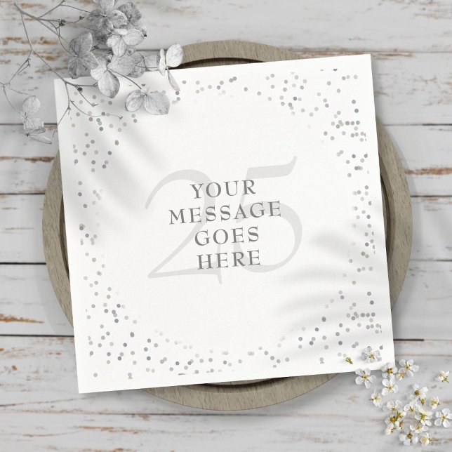 25th Wedding Anniversary Silver Stardust Confetti Napkins (Creator Uploaded)
