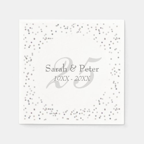 25th Wedding Anniversary Silver Stardust Confetti Napkins