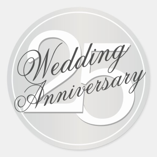 25th Wedding Anniversary Silver Toned Sticker | Zazzle