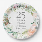 25th Wedding Anniversary Silver Watercolor Floral
